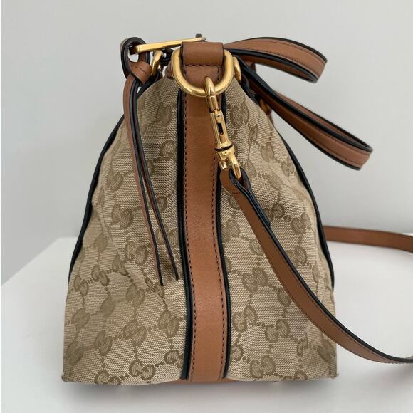 Gucci Rania Monogram GG Web Convertible Top Handle Shoulder Bag Leather Canvas - Picture 7 of 16